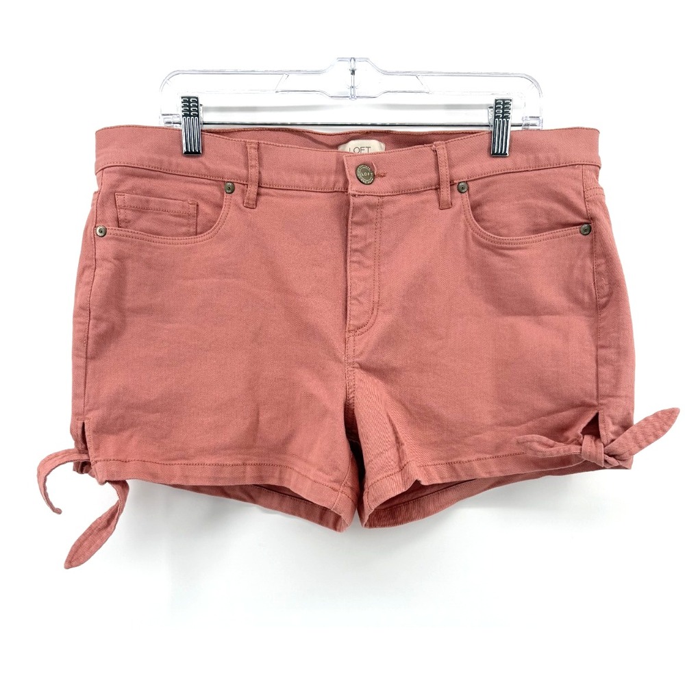 Loft Outlet Coral Pink Tie Denim Shorts Stretch Casual Preppy Feminine Women 12